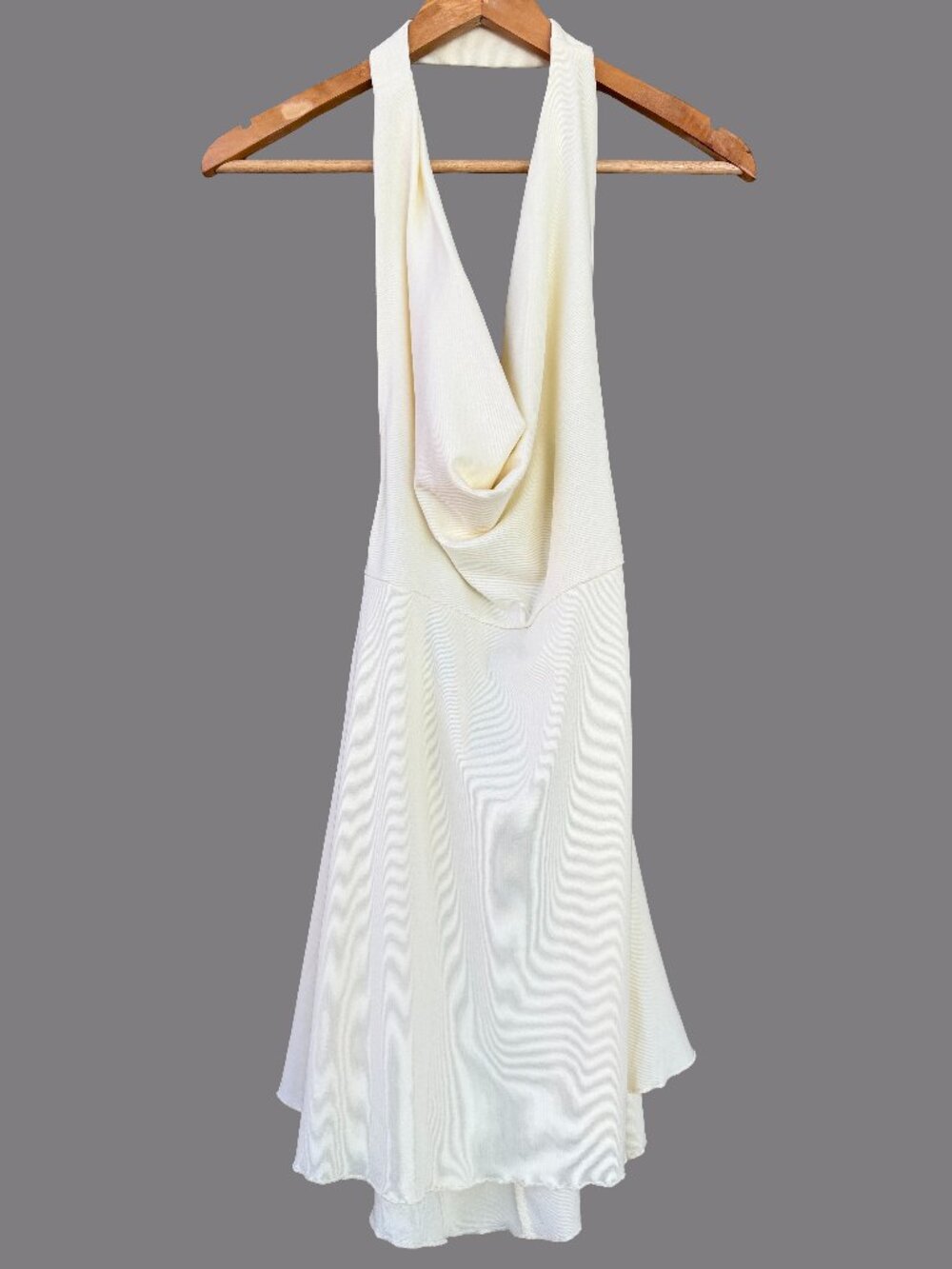 WeWoreWhat Halter Cowl Neck Mini Dress in Ivory - Size L - Picture 2 of 10